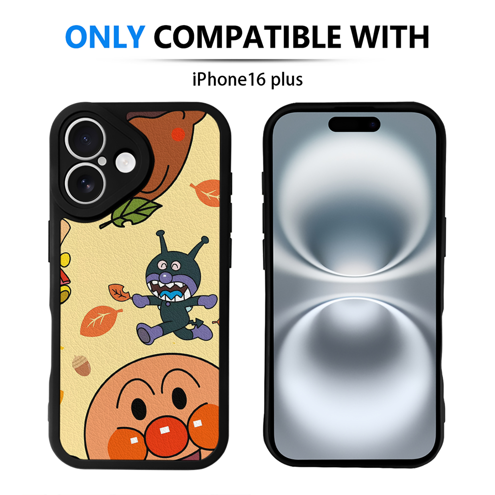 （画像用） アンパンマン Anpanman 【iPhone 16シリーズ対応】シリコンスマホケース（レザー調） 材質：シリコン